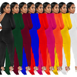 Fashion Women's Solid Color Diagonal Shoulder Cape One Shoulder Long Sleeve Trousers Jumpsuit-Outfit
