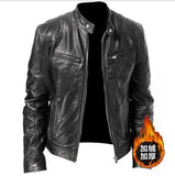 Fongt Business Gentleman Warm Zipper Open Shirt Pocket Decoration PU Leather Jacket Collar Collar Zipper Leather