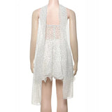 White Polka Dot Strapless Frill Mini Dress With Drape Scarf-Outfit