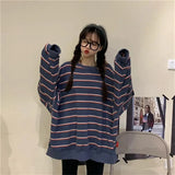 Autumn Oversized Hoodies Women Harajuku Long Sleeve Striped Sweatshirt Casual Loose Jumper Pullover
