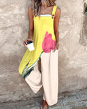 Fongt New Summer New Women's Printed Retro Jumpsuits Loose Sleeveless Design