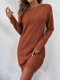 Fongt Solid Color Sexy Knitted Skirt Female Geometric Pattern Thread Round Collar Sweater Skirt
