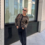 Leopard Print Knitted Cardigan-Outfit