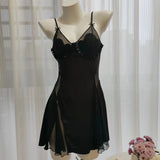 Fongt Girl Sweetheart Slip Big V-Shaped Short Skirt Summer Thin Back Slings Aja Skirt Pure Lusty Homewear