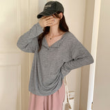 Version Of Loose Casual Long-Sleeved Sweater Women's Autumn New Solid Color Lazy Style All-Inclusive Top-Outfit