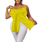 Fongt D335women Tops Women's Sexy Bow Wrapped In Breast African Braided Short Top Shirt