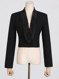 Fongt Advanced Sense Small Suit Spring 2024 New Hot Diamond Bare Back Short Long Sleeve Women's Coat-Outfit
