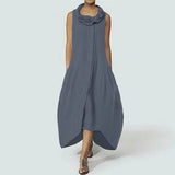 Sleeveless Solid Loose Mid-calf Dress 2022 ZANZEA Casual Asymmetrical Hem Party Vestidos Sarafans Fashion Summer