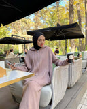 Fongt 2025 New Women's Solid-Color Hooded Knitwear Set