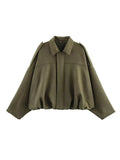 Fongt Women's Clothing Explosion Nine-Colored Velvet Texture Collar Loose Bomber Jacket Jacket