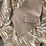Spring Fashion New Korean Version Of The Long-Sleeved Jacket Loose Show Thin Stripe Splicing False Two Pieces-Outfit