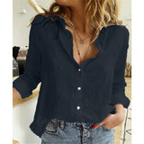 White Shirts Women New Solid Cotton Linen Button Blouses Tops Casual Loose Long Sleeve Lapel Female Shirts Tunic