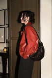 Red Faux Leather Jacket-Outfit