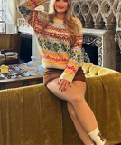 Colorful Jacquard Knitted Sweater-Outfit