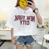 Fongt Top Female 2024 Summer Korean Version Loose Ins Hong Kong Wind White Short-Sleeved Big T-Shirt Web Celebrity Half Sleeve