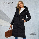 Fashion Women's Winter Coat Slim Long Stand Collar Hooded Thickened Warm Down Jacket Casual Pocket Ladies Parka
