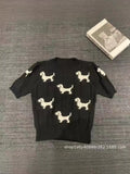 Fongt Puppies With Short-Sleeved Round-Neck Knitted Jersey Women 24 Spring And Summer New Age-Reduced Short-Sized T-Shirt Tops