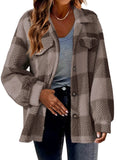 Fongt Women's 2025 New Autumn And Winter With Pocket Lattice Lamb Jacket Button Plush