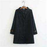 4XL Women's Trench Coat Loose Outerwear Hide Button Windbreaker Female Casual Tops Solid Color Cotton Trench