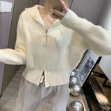 Fongt Zipper Sweater Jacket Cardigan 2024 Spring And Autumn Wear A Small Design Of Small Short Hooded Knitted