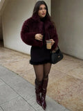 Faux Fuzzy Fur Crop Coat-Outfit