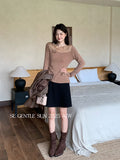 Fongt Xixi 2025 Autumn And Winter White Standard Temperament Pure Color Wool High Waist Half-Body Skirt A Word Short Skirt Women 85289