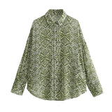 New Printed Lapel Loose Casual Shirt 3564058-Outfit