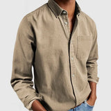 Fongt New Men's Shirt New Long-Sleeved Collar Men's