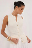 Fongt Summer Sleeveless Single-Button Clasp Knit Small Cardigan New Tight Vest