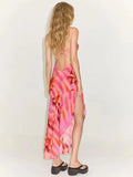 Fashion Stripe Open-Print Dress Women's Printed