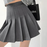 Summer Women High Waist Pleated Skirt A-line Plaid Sexy Mini Skirts Preppy Uniform Tennis Skirts for Girls Black White-Outfit