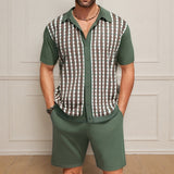 Fongt Men's Casual Ice Crisp Knitted POLO Shirt Set Short-Sleeved T-Shirt Two Sets Of Men's
