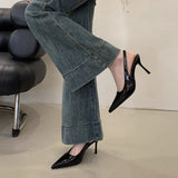 Fongt High-Heeled Shoes Sandals Women 2025 Spring And Summer New Temperament Fine Tip With Skirt Black Single Shoes