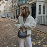 Large Collar Wool Crop Coat-Outfit