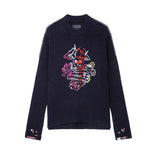 Embroidery Sweater Women 2023 Autumn Winter Round Neck Wool Fashion Pullover Casual Streetwear Sweaters Jumpers