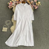 Make-Up Medium-Sleeved Dress-Outfit