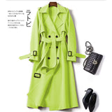 Fongt Women's Long-Term 2025 Spring And Autumn New Korean Version Of Fashion Popular British Wind Over The Knee Coat Woman