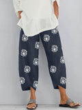 Loose Dandelion Print Elastic Waist Dungarees