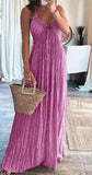 Fongt Summer New Solid Color Sexy U-Back Collar Strap Back Dress-Outfit