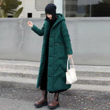 Chinese Wind Long White Duck Down Down Jacket Female 2024 Winter Retro Embroidery Add Thick Over The Knee Plate Button Large Size Coat Tide-Outfit