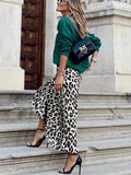 Fongt Women's Dress Skirt Leopard Print Top Embroidered Two-Piece Set