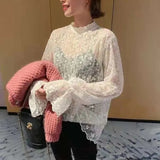 Lace Lace Collar Top Blusas Ropa De