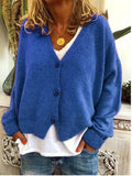 Fongt And Winter Women's Sweater Cardigan Pure Color Long Sleeve V Neck Sweater