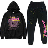 Fongt Jersey Trousers Letter Spider Web Print Hoodie Lady Harajuku Style Hoodie