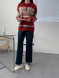 Half Zip Christmas Knit Pullover-Outfit