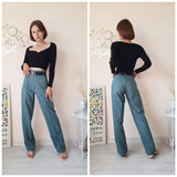 2021 New Summer Women Vintage Solid Pants Female Office Lady Bottoms Slim High Waist Casual Chic Straight