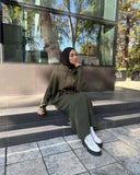 Fongt 2025 New Women's Solid-Color Hooded Knitwear Set