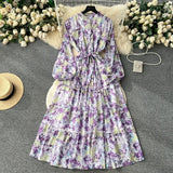 Fongt Fragile Chiffon Dress Women's Autumn Dress New Over-Knee Dress Gentle Wind-Float Mid-Floive Mid-Flouse Fairy Dress
