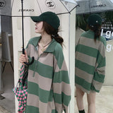 Vintage Oversized Stripped POLO Sweatshirt Fashion Strip