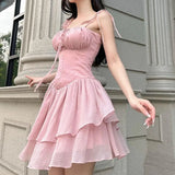 Lace Up Ruffle Corset Mini Dress-Outfit